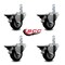 Service Caster 3'' Black Poly Wheel Swivel 3/4'' Square Stem Caster Set with Brake, 4PK SCC-SQ20S314-PPUB-BLK-PLB-34-4 - alternate 2